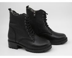 Black Genuine Leather Women's Boots With Fur Inside